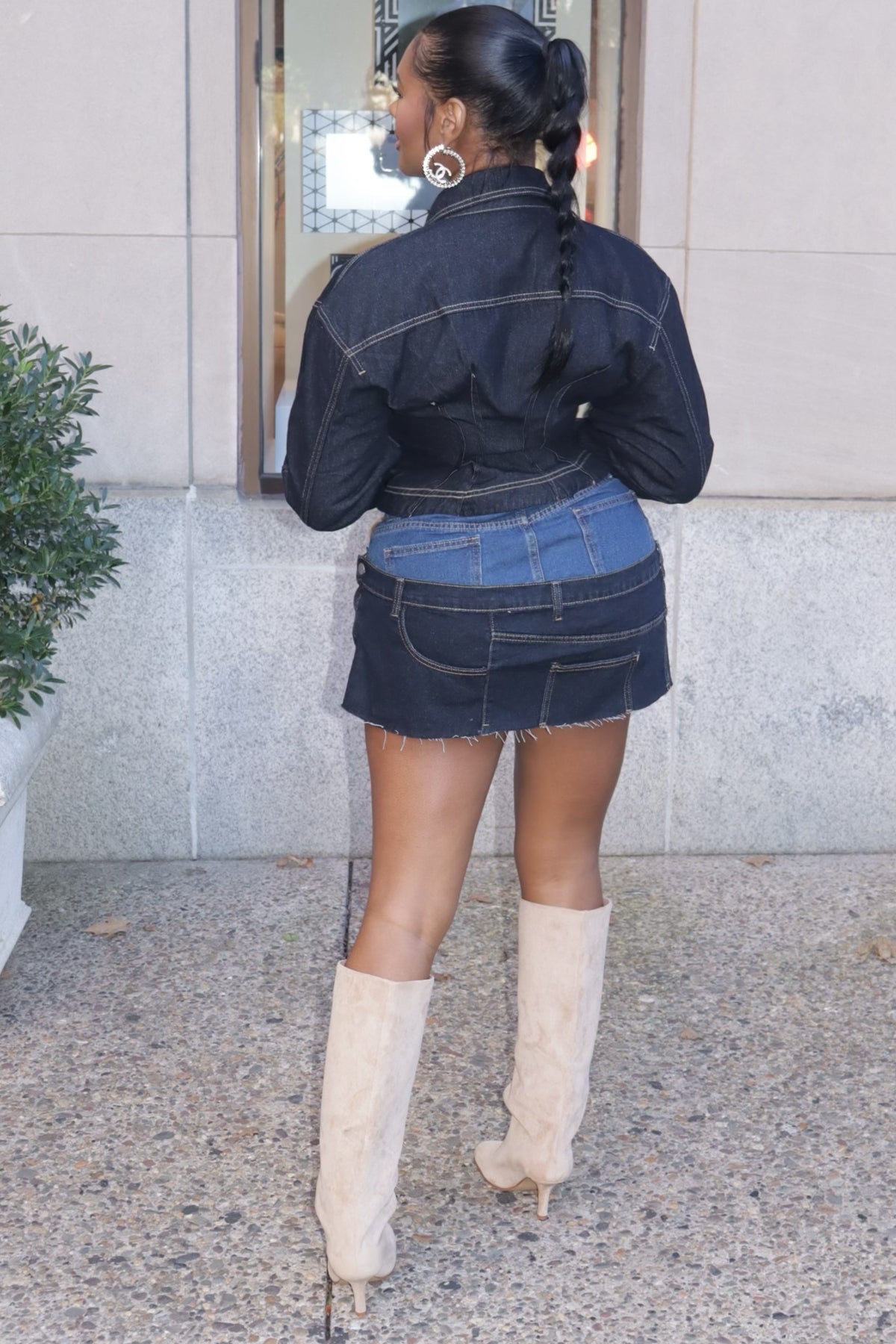 Double Down Denim Skirt